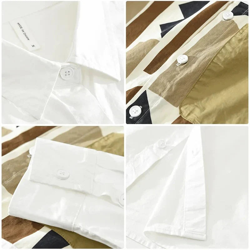 White patch work full sleeve shirt