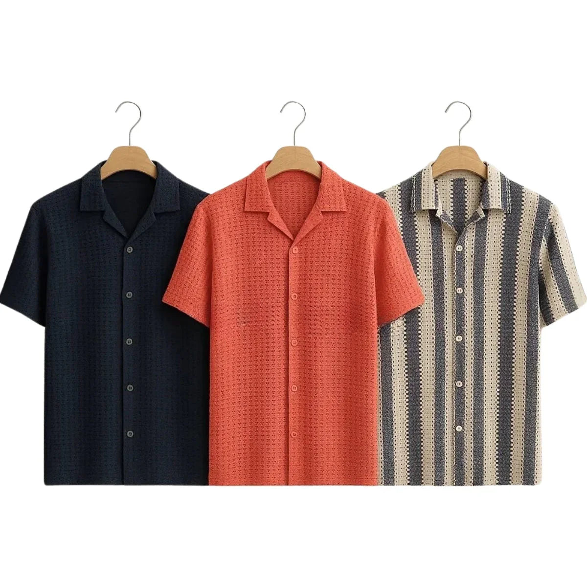 3 Pack Men's Crochet Shirts | Unique Patterns, Ultimate Comfort, Effortless Style