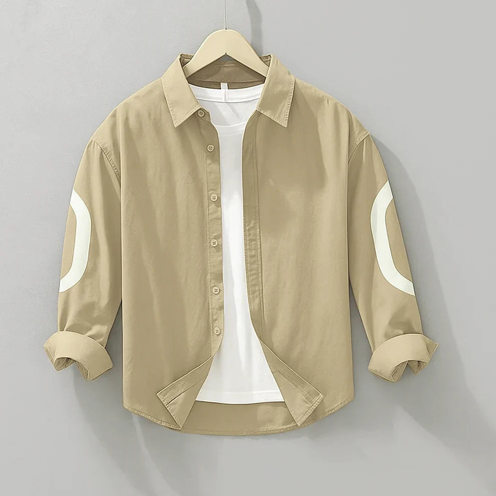 Beige color cut-pest long sleeve mens shirt