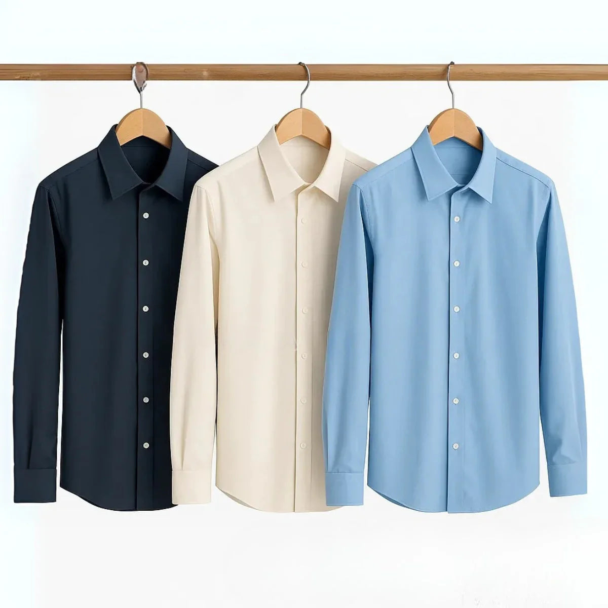 Office Essentials: 3-Pack Premium Cotton Formal Shirts – Tailored Fit, Full Sleeves & Pockets