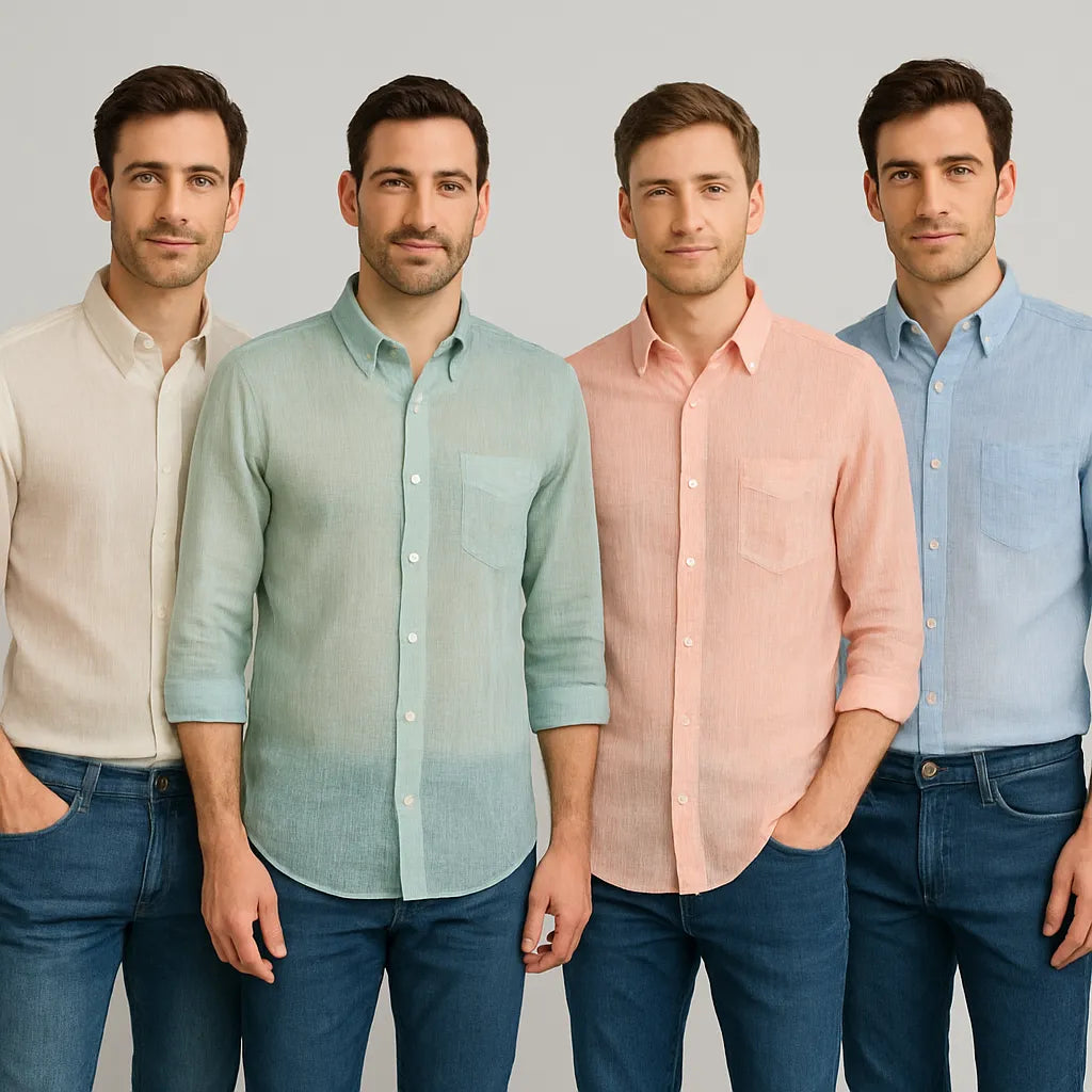 Men's Cotton Linen Shirt (Pack Of 4)