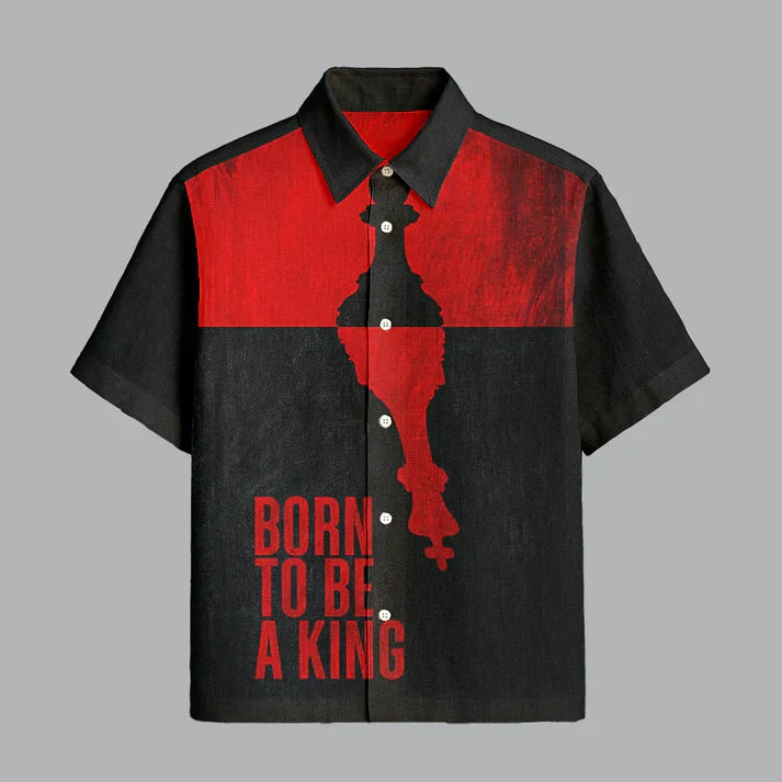 Black And Red Printed Half Sleeve Shirt