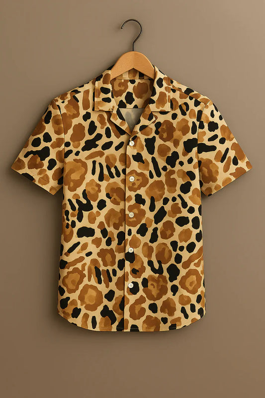 Brown Printed Half Sleeve Shirt