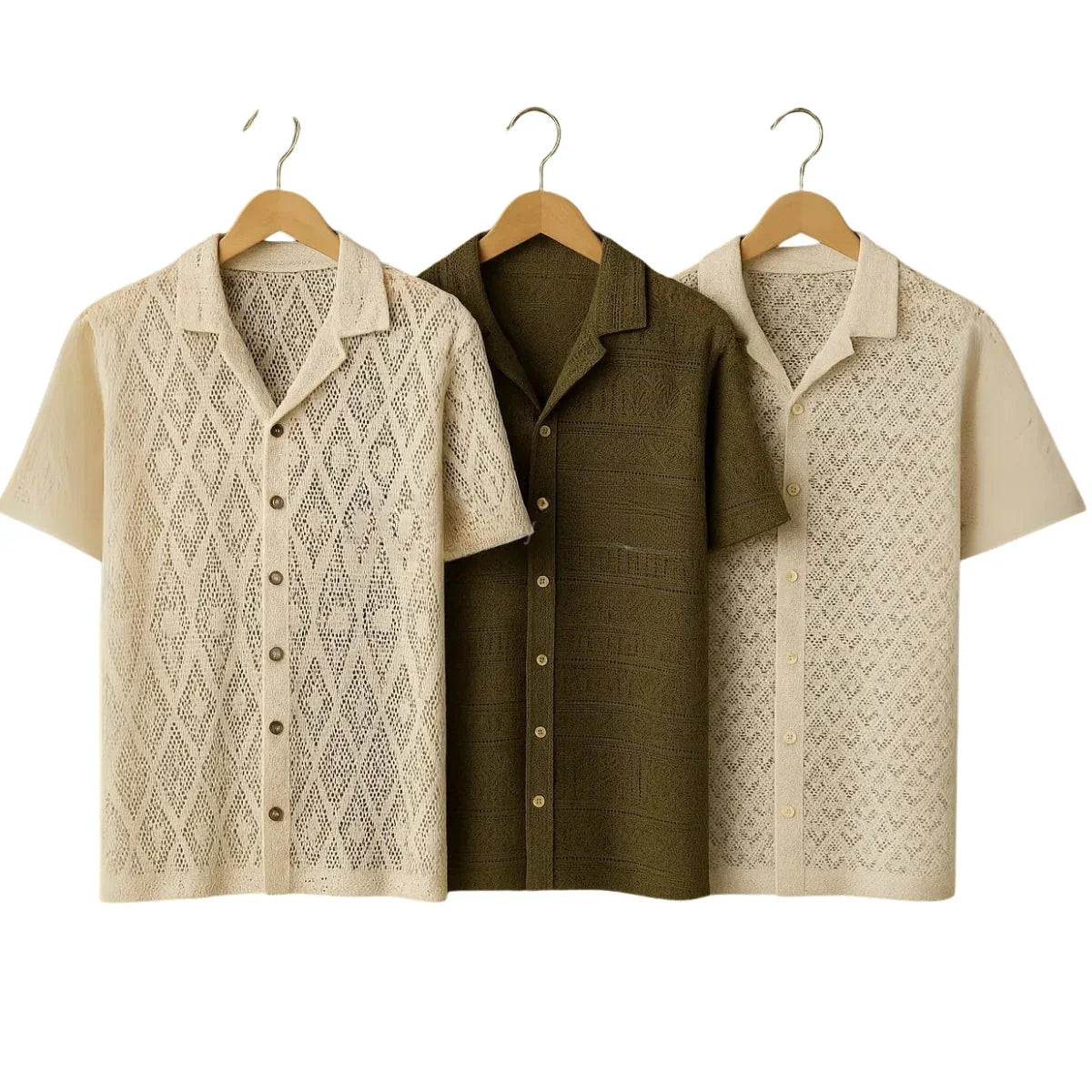 3 Pack Men's Crochet Shirts | Unique Patterns, Ultimate Comfort, Effortless Style