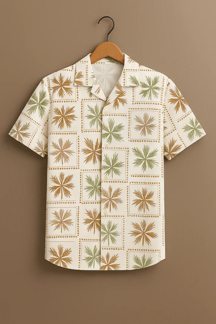 White Printed Half Sleeve Shirt