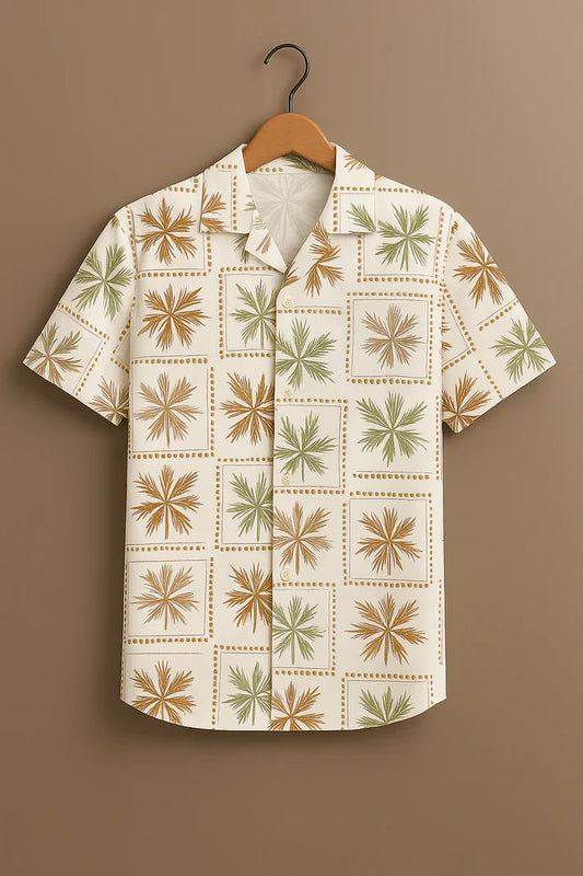 White Printed Half Sleeve Shirt