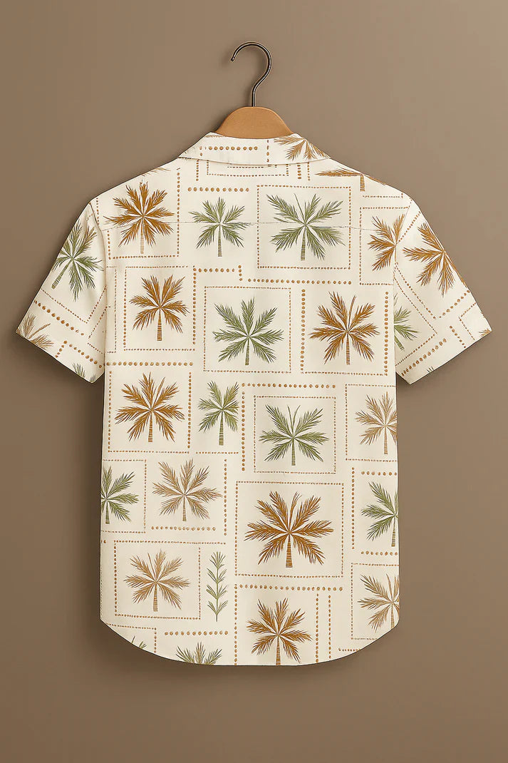 White Printed Half Sleeve Shirt