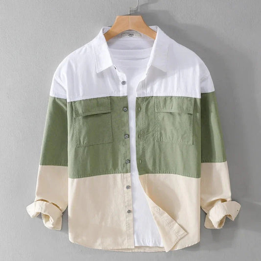 Green patch work full sleeve shirt
