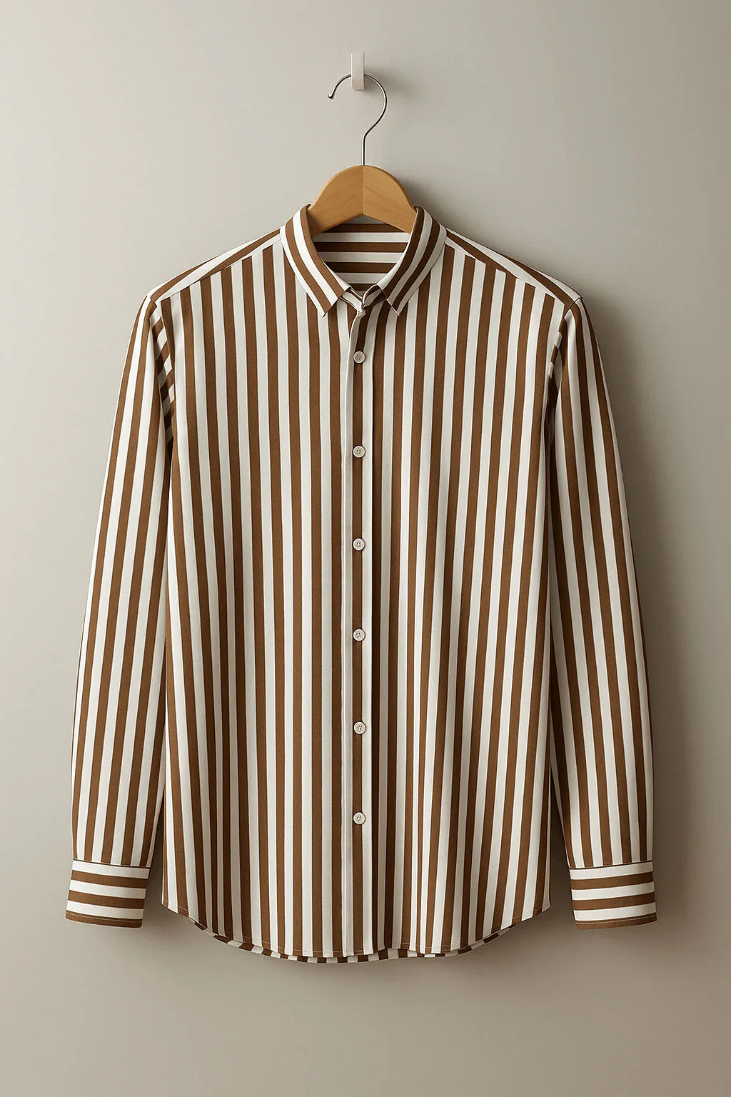 Brown & White Stripe Designer Shirt