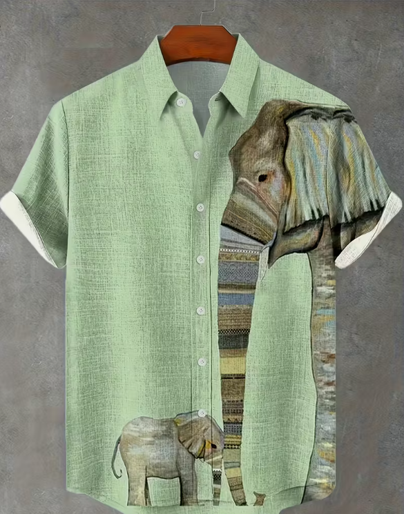 [Elephant] Men's Vintage Elephant Family Shirt
