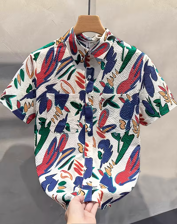 [Floral Print Summer Shirt] Lightweight Breathable Men's Summer Casual Short Sleeve Shirt