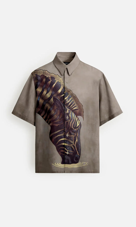 Desert Zebra Pure Bemberg Satin Short Sleeve Shirt
